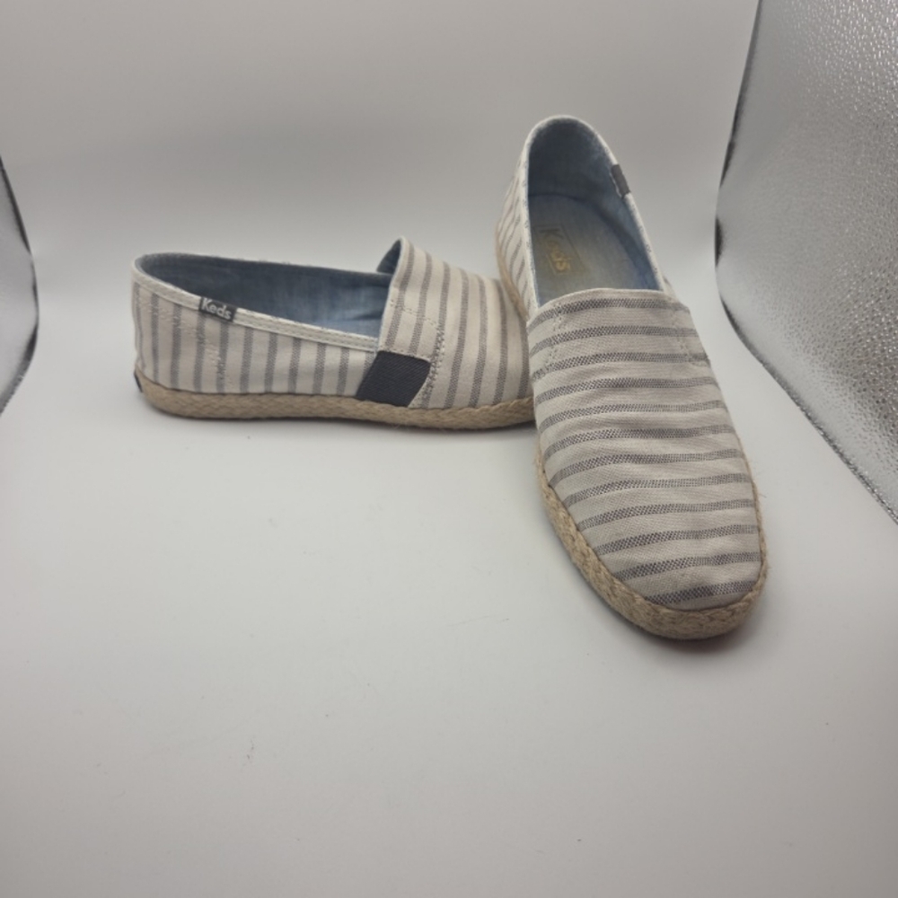 Keds Women's Striped Espadrilles - Cream and Gray GUC
